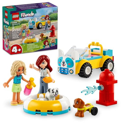 LEGO Friends Dog Grooming Car Toy, Building Toy for Kids Who Love Animals and Nature, Comes with 2 Mini Doll Characters and 2 Dog Toy Figures, Vet Toy