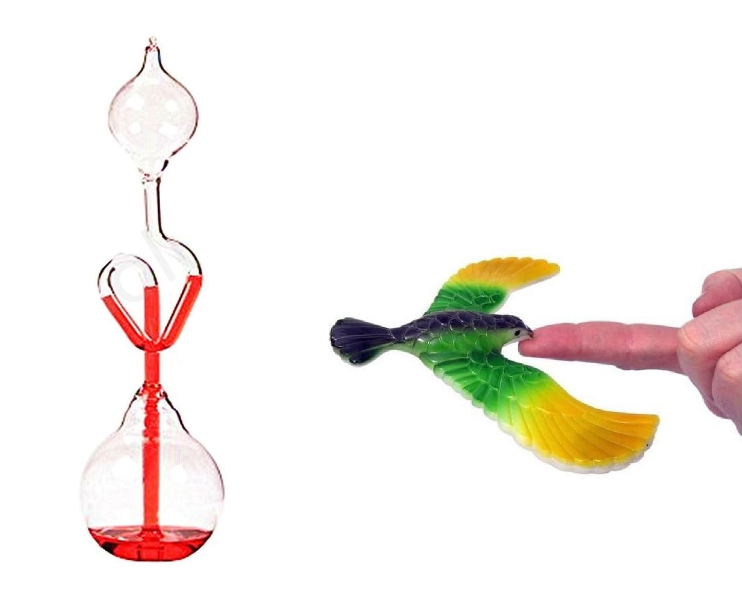 C&H Solutions Glass Science Toy Energy Hand Boiler (Red) + Colorful Balances Bird (Color May Vary)