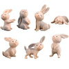 7 Pcs Rabbit Figures for Kids, Animal Toys Set Cake Toppers, Rabbit Fairy Garden Miniature Figurines Collection Playset for Christmas Birthday Gift