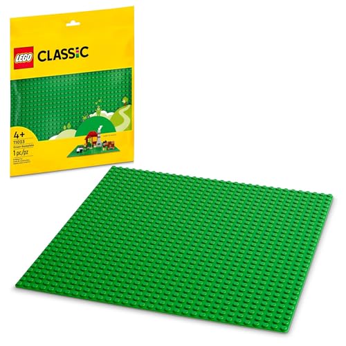 LEGO Classic Green Baseplate, Square 32x32 Stud Foundation to Build, Play, and Display Brick Creations, Great for Grassy Nature Landscapes, 11023,4+