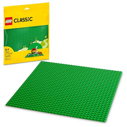LEGO Classic Green Baseplate, Square 32x32 Stud Foundation to Build, Play, and Display Brick Creations, Great for Grassy Nature Landscapes, 11023,4+
