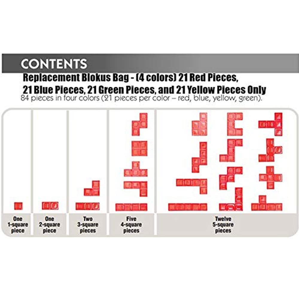 Replacement Parts for Mattel Blokus - BJV44 ~ Replacement Pieces - ONLY fits Blokus Game Model (1/2" Square Tiles)