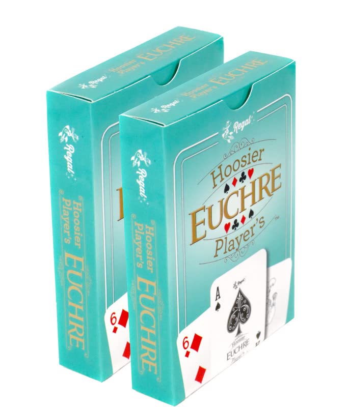Regal Games Euchre Card Games 2 Pack - Adult Playing Card Game Set with Score Sheets - Family Fun Game Night - Ideal for 2-4 Player