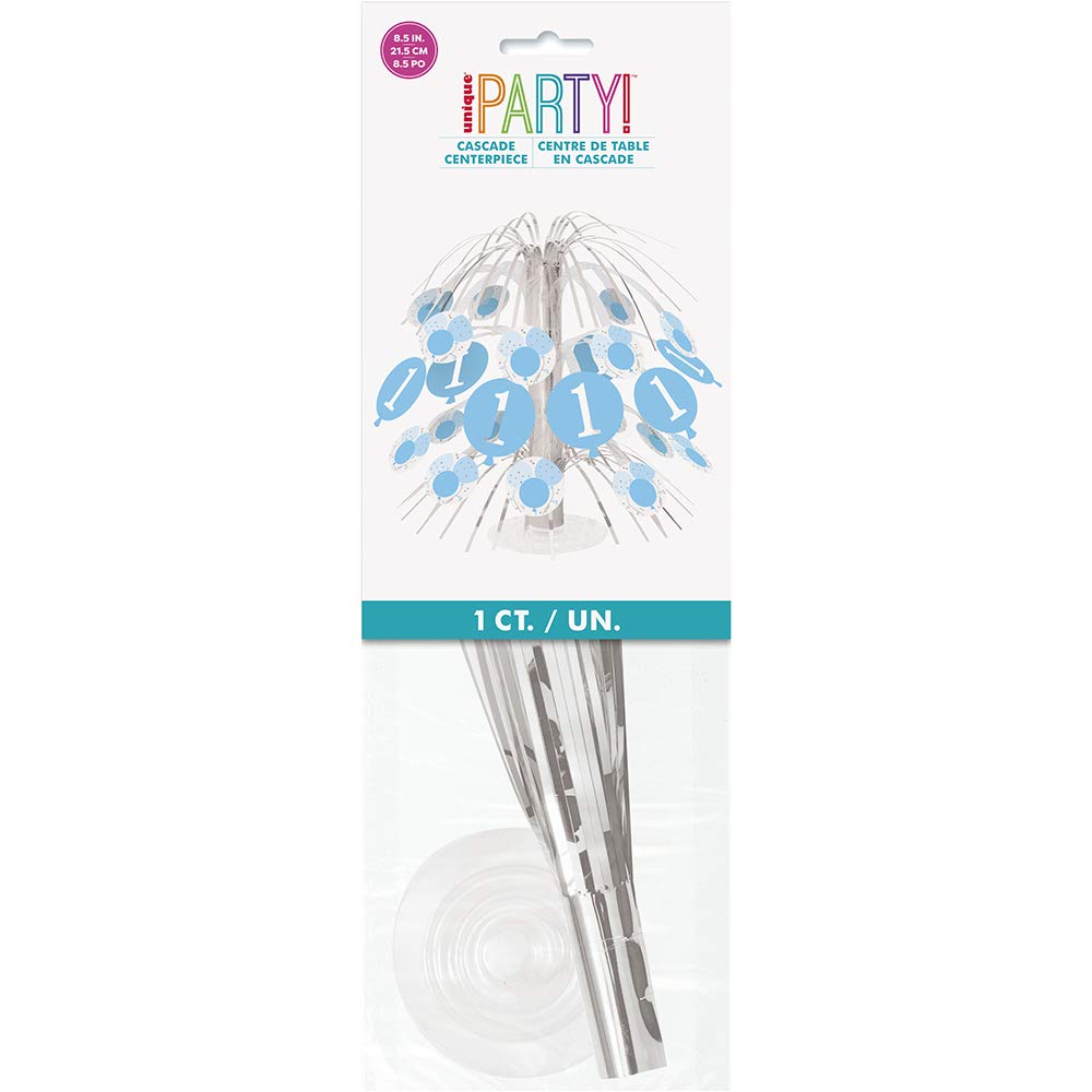 Unique 74956 Blue 1st Birthday Gingham Cascade Centerpiece 1 Pc