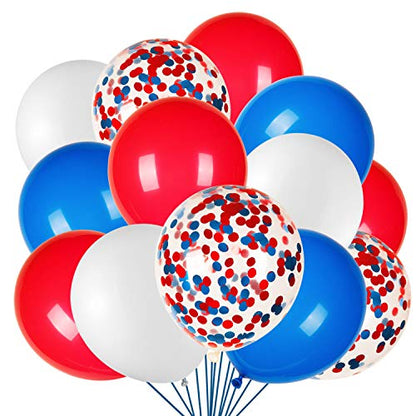 JOYYPOP 80 PCS Red White and Blue Balloons 12 Inch Patriotic Balloons with Confetti Balloons for 4th of July Decorations Independence Day 250