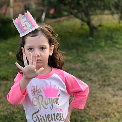 Baby 5th Birthday Rainbow Hat - Soft Rainbow Birthday Crown hat, Baby Birthday Photo Props, Mini Rainbow Crown Party Decorations.