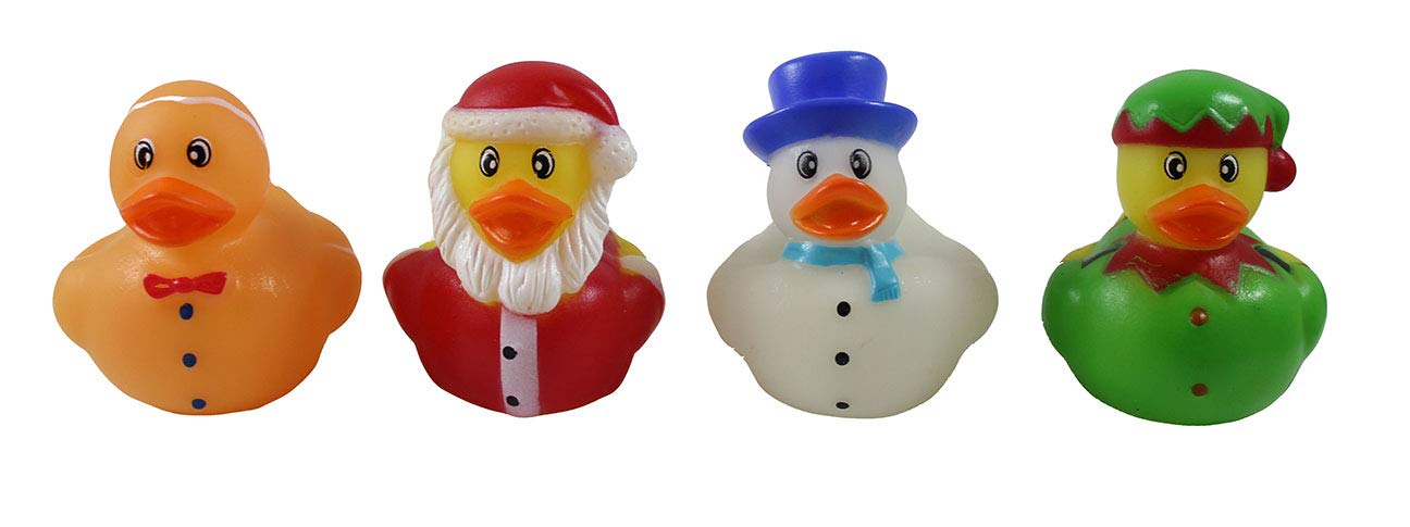 Curious Minds Busy Bags 24 Christmas Rubber Duckies - Santa, Gingerbread Man, Snowman, and Elf Ducks - Cute Holiday Party Favor Decoration Gifts (2