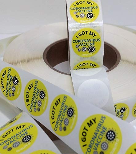 1" I Got My Corona Vaccine, Stickers (Yellow, 100/roll)