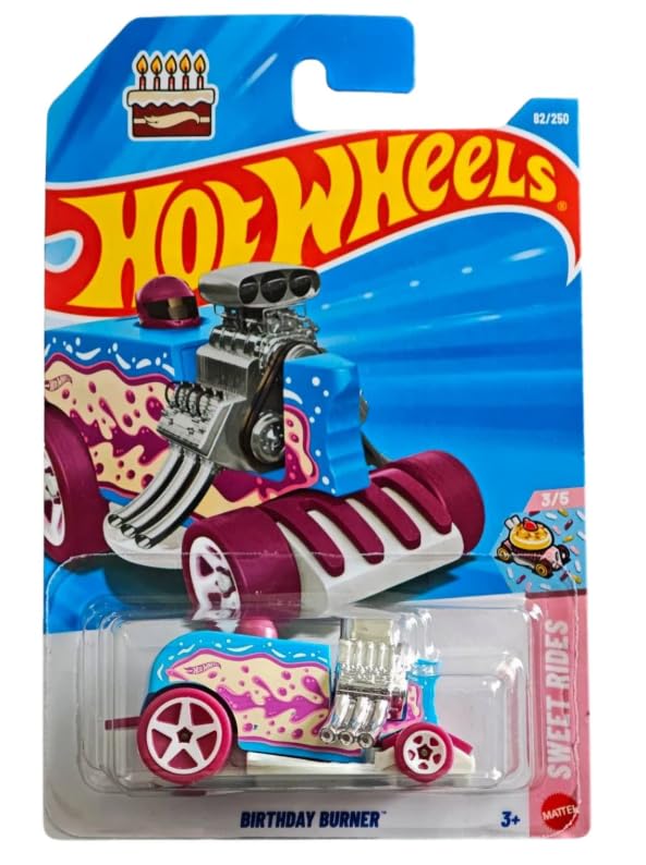 Hot Wheels Birthday Burner [Blue Icing] Sweet Rides 3/5, 82/250, 1:64 Scale Diecast Toy Vehicle