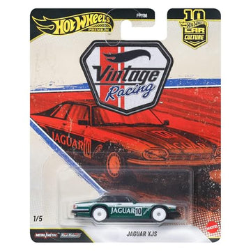 Hot Wheels Jaguar XJS Car Calture Premium 2026 Vintage Racing Series 1:64 Scale Collectible Die Cast Metal Toy Car Model with Rubber Real Riders 1/5