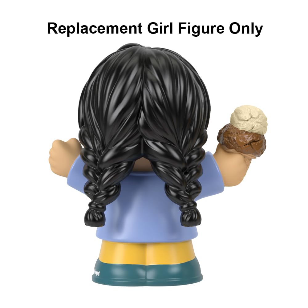 Fisher-Price Replacement Part Little-People Playset - HHR46 ~ Girl with Black Hair with Braids Carrying Ice Cream Cone, Black, Brown, Blue