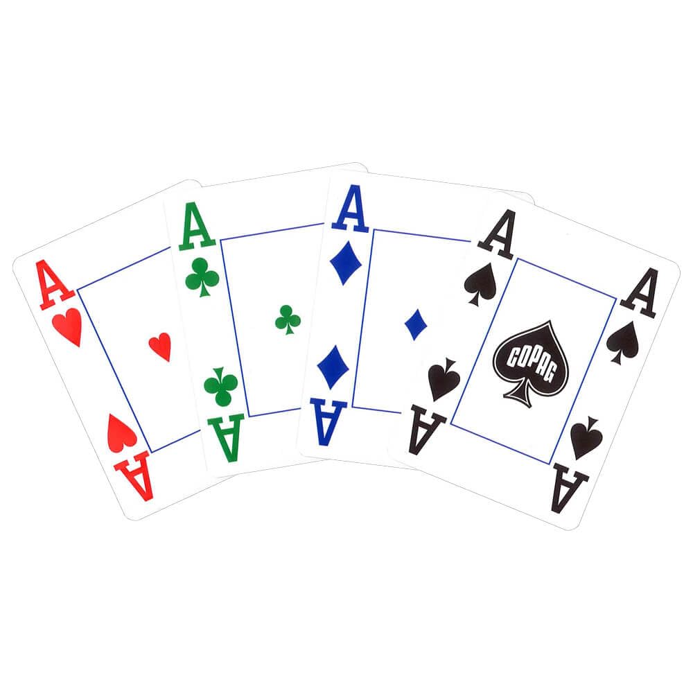 Copag 4 Colour 100% Plastic Playing Cards Poker Size Jumbo Index (Blue Back)