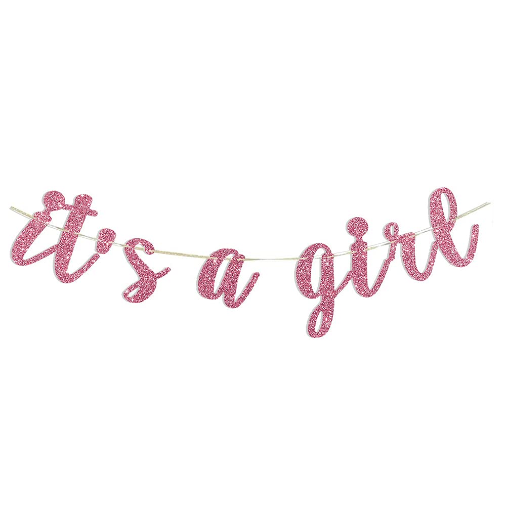 It's A Girl Banner Pink Glitter Baby Shower Party Pregnant AF 1st Birthday Party Decorations Supplies