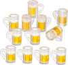 12PCS Mini Plastic Beer Mug Decorations - Dollhouse Resin Drink Cups for Keychain Accessories, DIY Craft Projects, Tableware Display, Miniature Scene