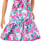 Barbie Fashionistas Doll #150 with No-Hair Look Wearing Pink Floral Dress, White Booties & Earrings, Toy for Kids 3 to 8 Years Old