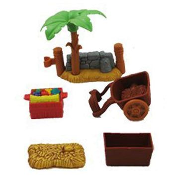 Replacement Parts for Little People Nativity and Christmas Story Nativity - J2404~1 Fence, Food Crate, Cart, Hay Bale and Hay Box