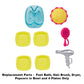 Mattel Replacement Barbie Size Foot Bath, Hair Brush and Dryer, Popcorn in Bowl and 4 Plates for Barbie Malibu Dollhouse Playset - FXG57, Yellow,