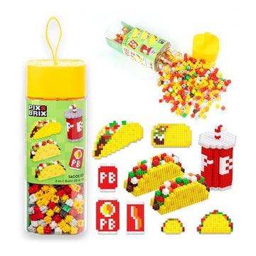Pix Brix Pixel Art Kit Puzzle Bricks - Food Series, Taco & Drinks - Patented Building Brick Set to Recreate Your Favorite Food, Includes 808 Pieces