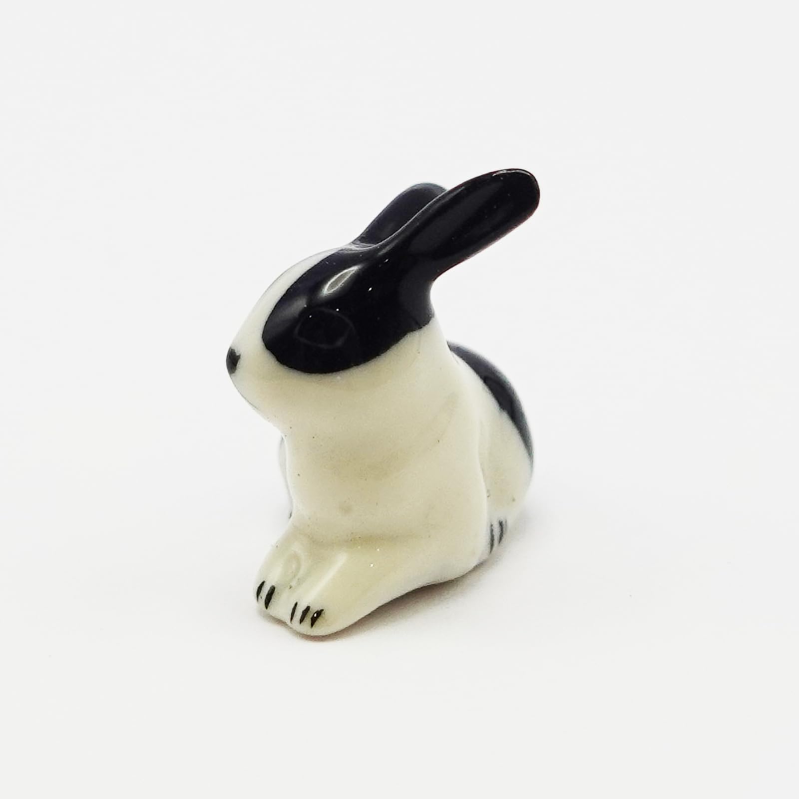 SSJSHOP Rabbit Dollhouse Miniature Figurines Hand Painted Ceramic Animals Collectible Gift Home Garden Décor (Black)