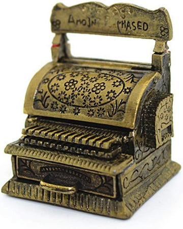 1:12 Scale Vintage Metal Cash Register Model Miniature DIY Dollhouse Home Decor Simulation Furniture Toy, Dollhouse Accessories