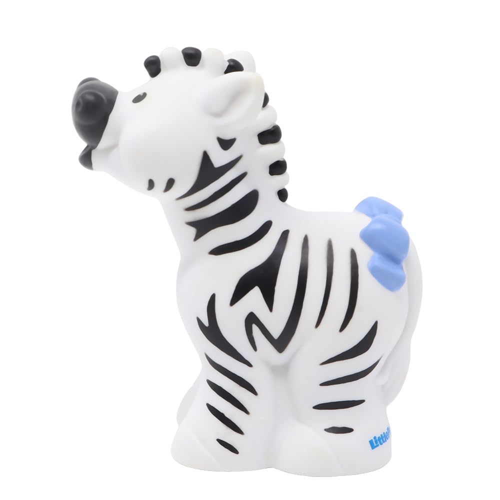 Fisher-Price Replacement Part for Collectible Little People Zoo Animals Playset 77984 - Replacement Black and White Zebra Figure with Blue Bow on Tail