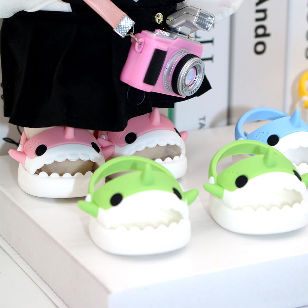 niannyyhouse 20cm Plush Doll Shark Shoes Sandals Slippers 8in Soft Stuffed Plush Toy Accessories Dress Up (Pink)