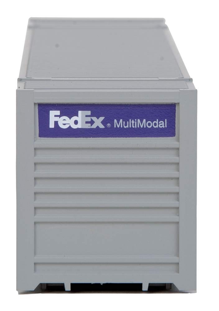 Walthers SceneMaster 53' Singamas Corrugated-Side Container-Ready to Run-FedEx MultiModal (Gray, Purple) 949-8504 HO Scale Model Railroad - Freight