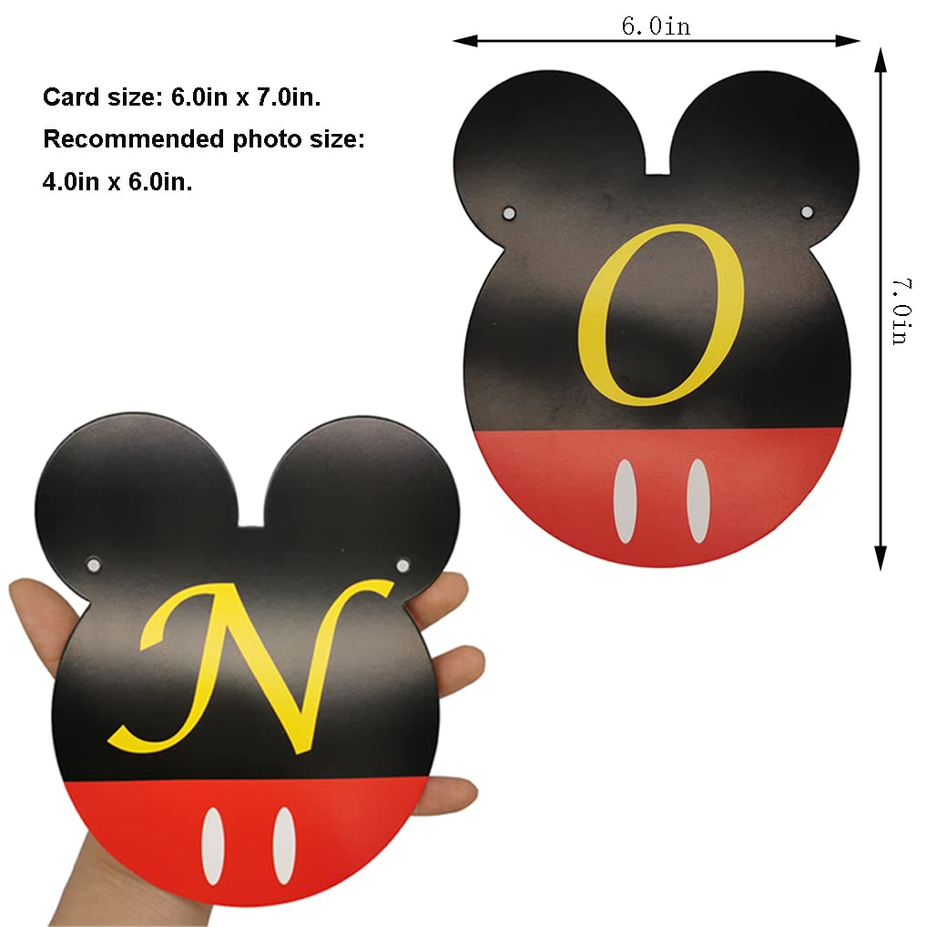 CHuangQi Mouse Themed Birthday Party Photo Banner & “ONE” High Chair Banner, NB to 12 Month Photo Banner, 1st Birthday Supplies, Baby Shower
