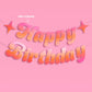 xo, Fetti Happy Birthday Pink + Orange Banner | Birthday Party Decorations, Kids Party, Backdrop, Sign, Garland, Summer, Pool, Tropical Vibes