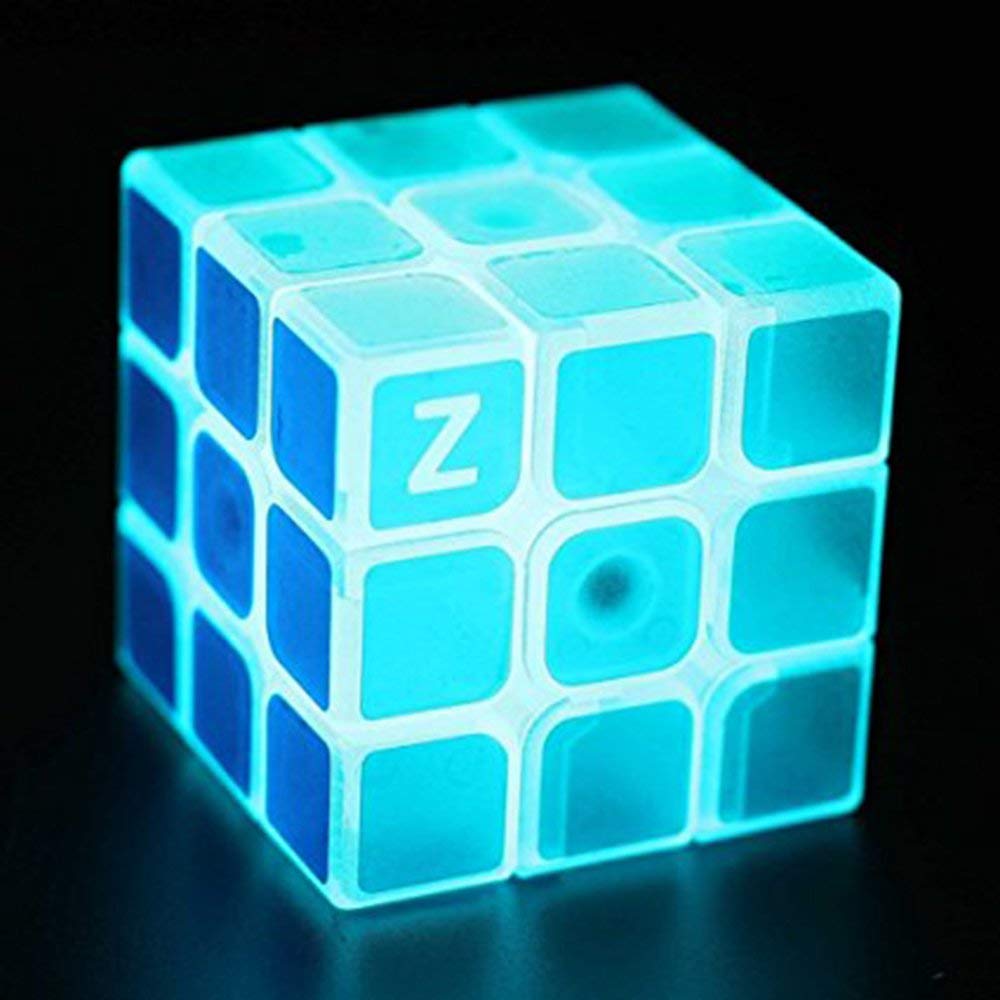 3x3 Blue Fluorescent Speed Cube Glow in Dark Magic Speed Cube 3-D Brain Teasers IQ Puzzles for Kids and Adults (3x3 Blue Fluorescent)