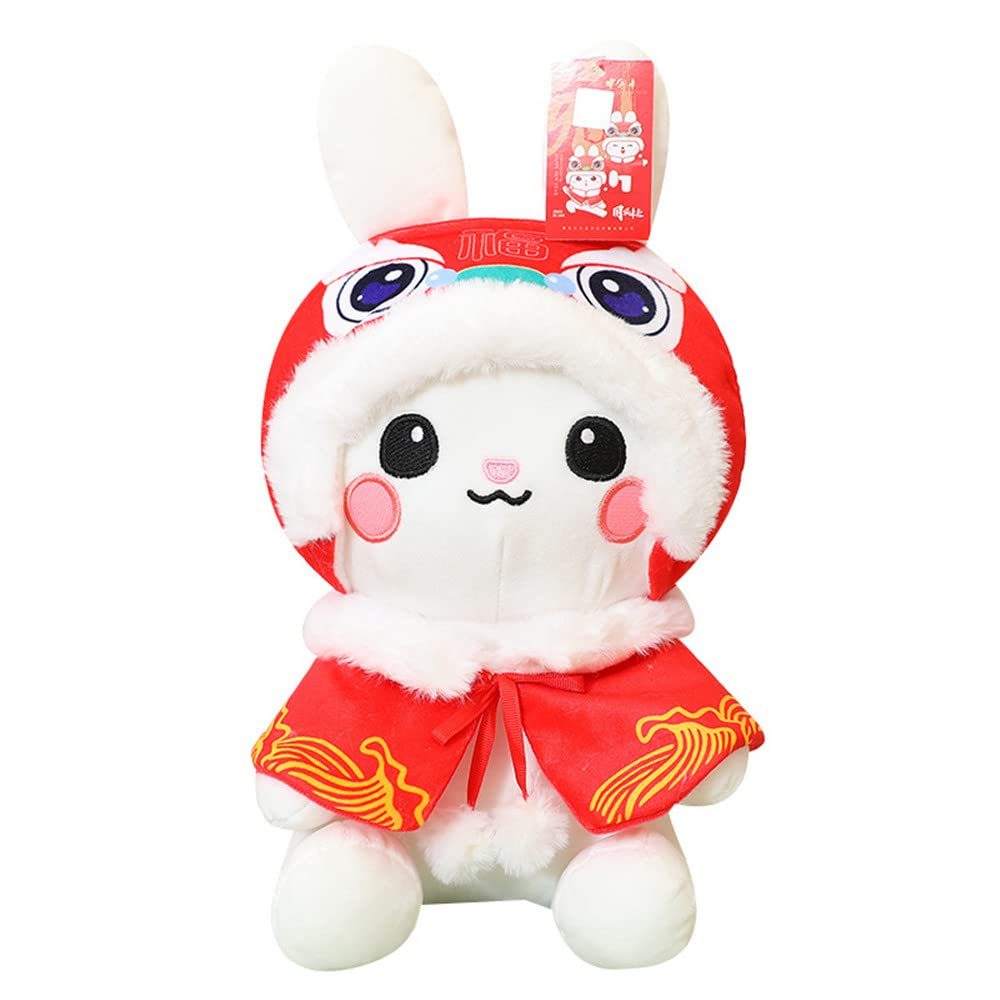 XIZHI Rabbit Stuffed Animal Plush Pillow Toy Chinese New Year Plushes Year Zodiac Rabbit Mascot Decoration Gift for Adult Kids Spring Festival,11.8''