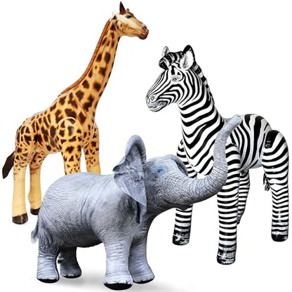 Jet Creations Safari 3 Pack Giraffe Zebra Elephant Great for Pool, Party Decoration, an-GZE, Multi