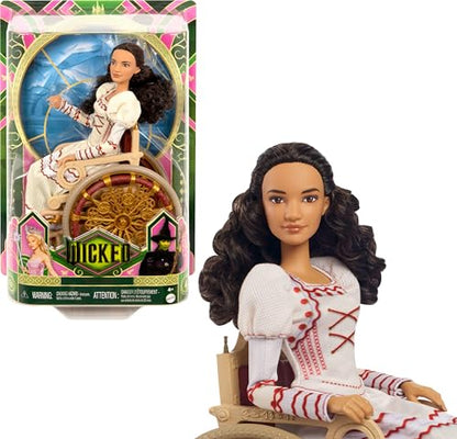 Mattel Universal Wicked Nessarose Fashion Doll & Accessories, Including Wheelchair, with Brown Curly Hair, Posability & Removable Ballroom Look