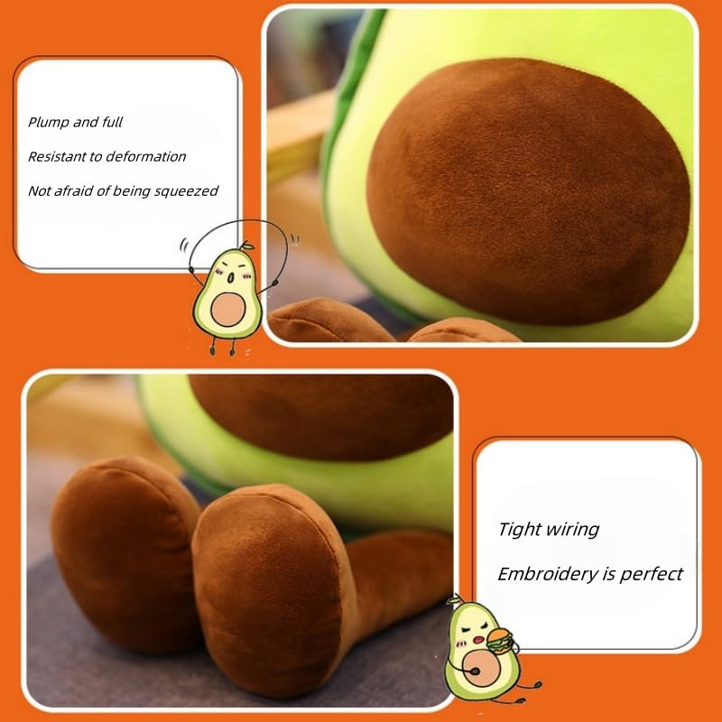 XIZHI 17.7" Novelty Avocado Plush Toys Stuffed Food Plushie Soft Hugging Throw Plush Pillow Toy Gifts for Kids and Birthday Christmas