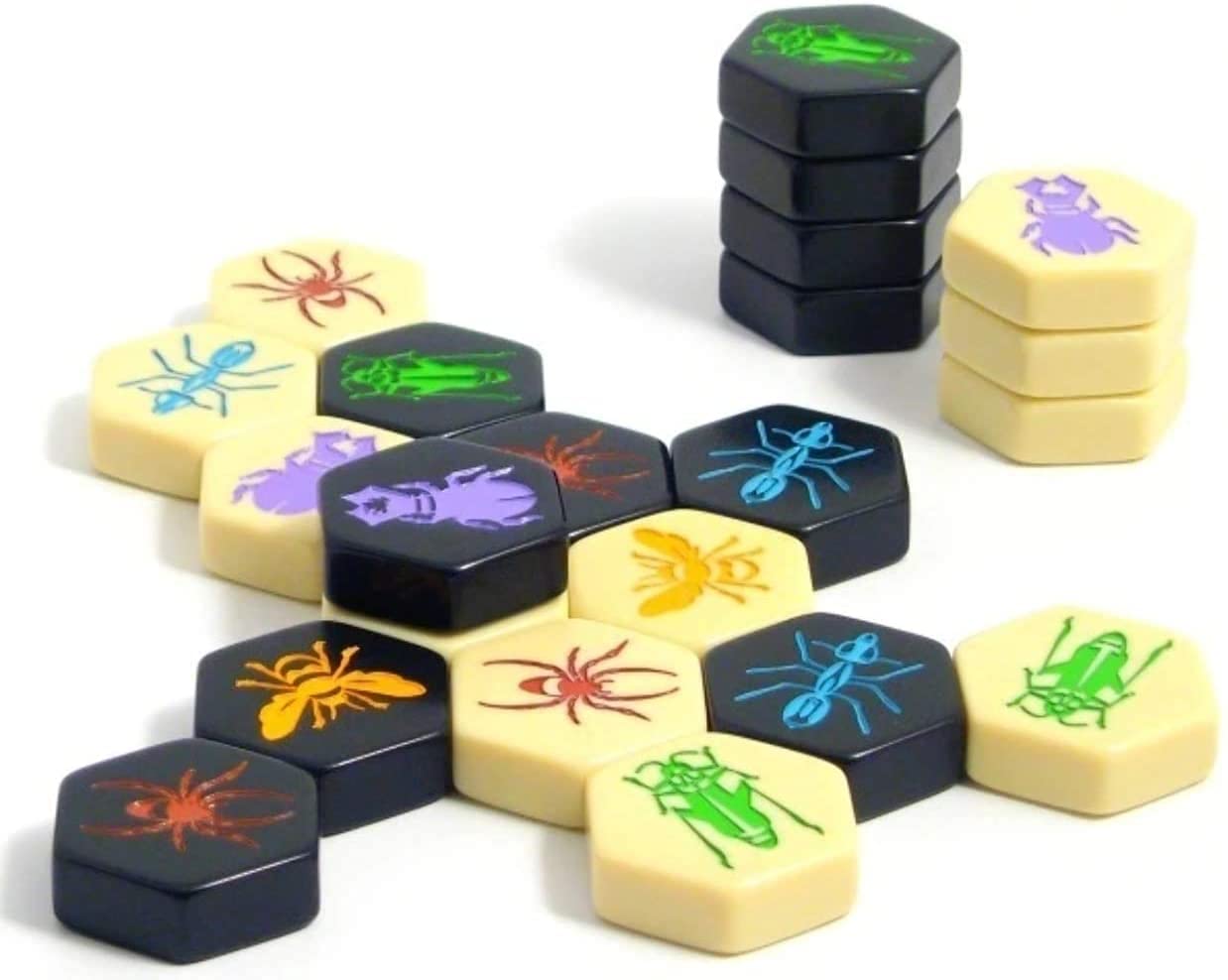 Hive Pocket Game by Smart Zone Games | Portable Abstract Strategy Game for 2 Players | Includes Ladybug and Mosquito Expansions | Compact Travel