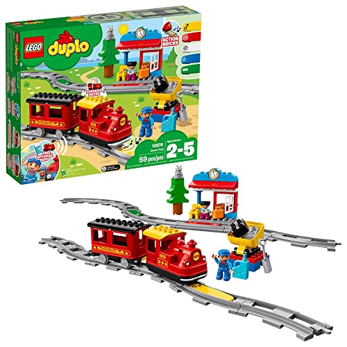 LEGO DUPLO Town Steam Train Set - Battery Powered Remote Control Train Toys for Toddlers - Learning Toy for Boys, Girls, and Kids 2-5 - Gifts for