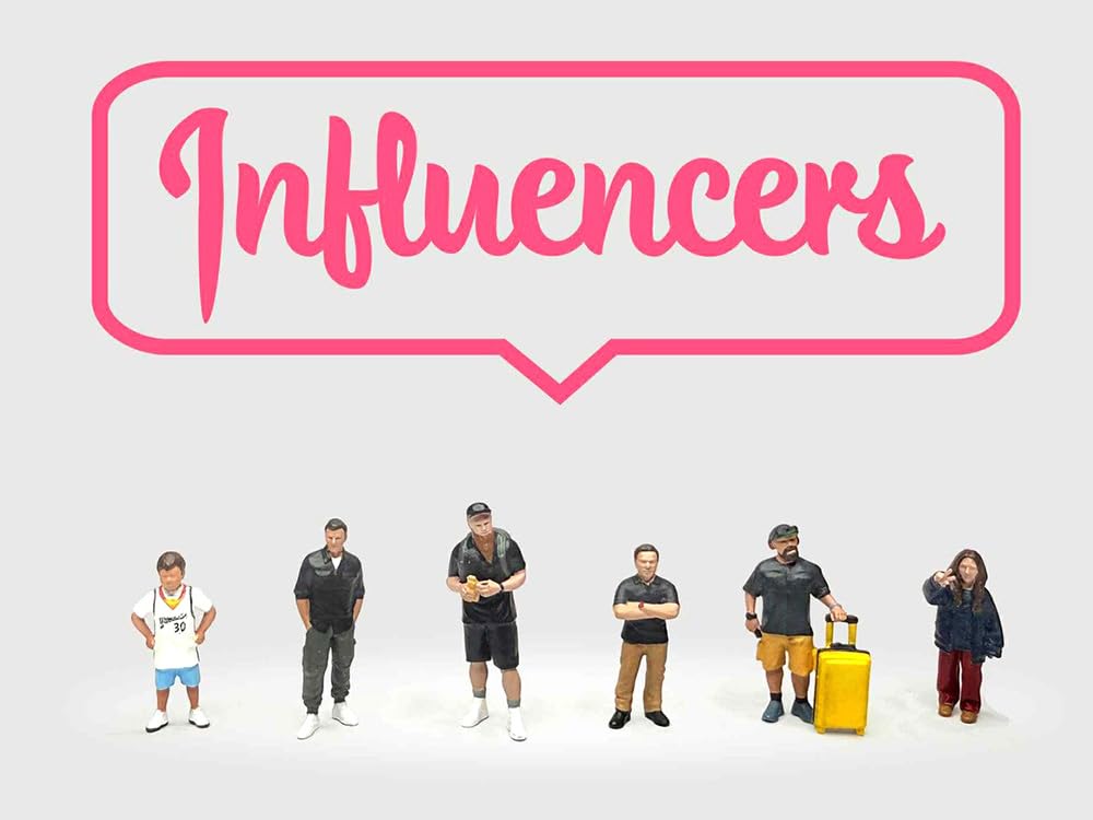 Mijo Exclusives Influencers 6 piece Diecast Figure Set Limited Edition for 1/64 Scale Models by American Diorama AD-2433MJ