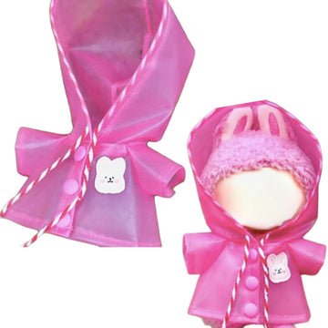 Clothes for Labubu Hooded Raincoat - Waterproof Fabric,Stylish Design with Hood,Perfect for Rainy Days,Fits 17cm Dolls(No Doll) (Pink)