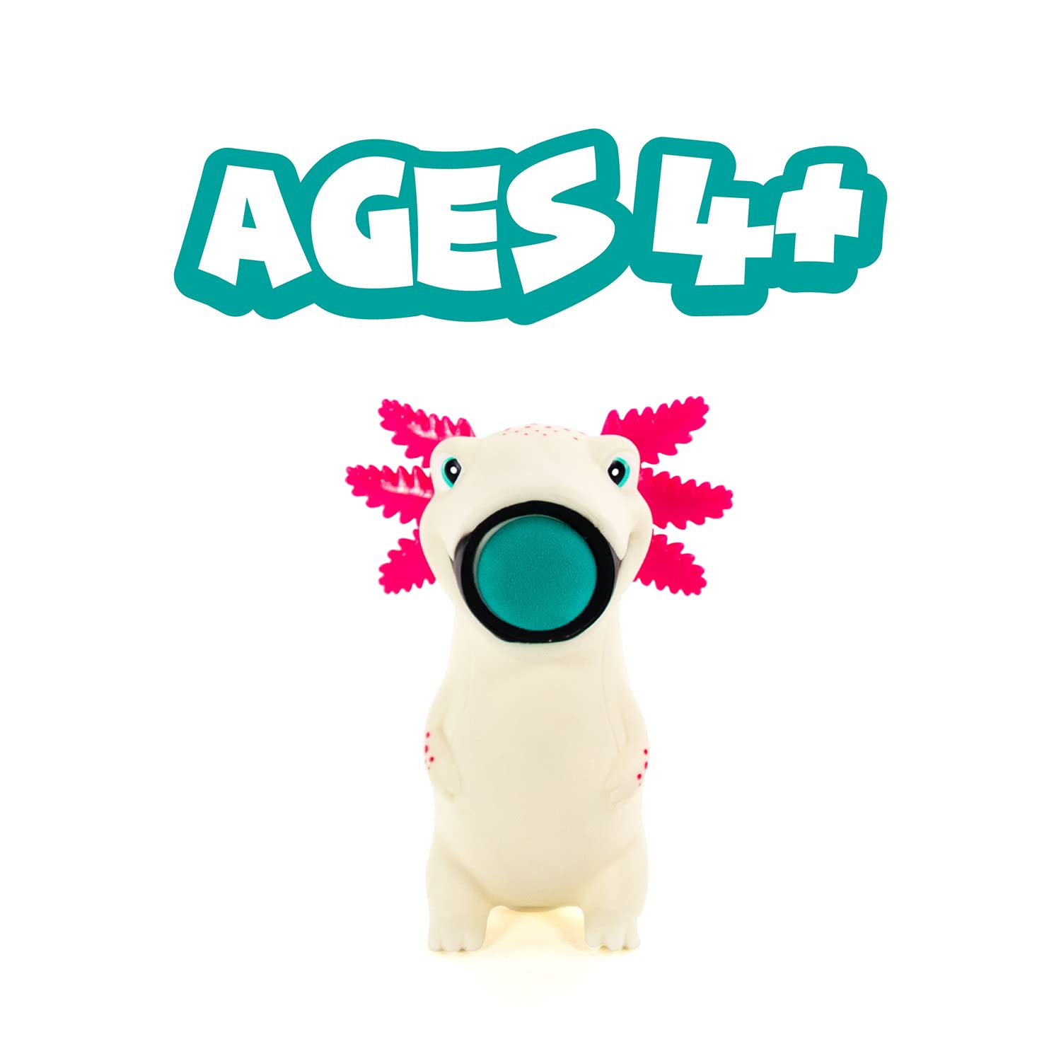 Hog Wild Axolotl Ball Popper Toy - Includes 4 Soft Foam Balls - Squeeze to Pop Air Powered Balls Up to 20 Feet - Launcher Safe for Indoor/Outdoor Play