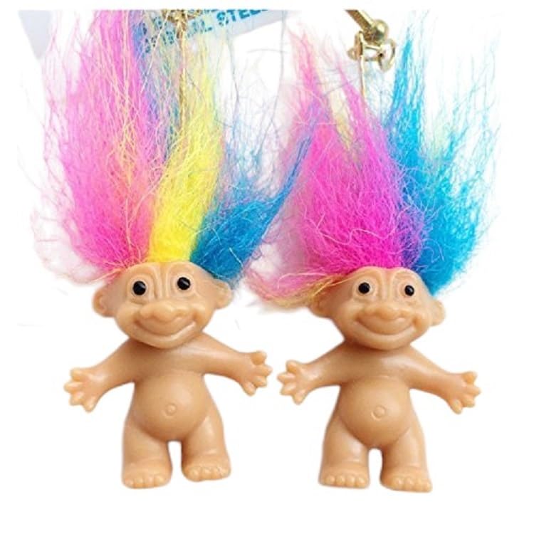 Troll Doll Earrings Rainbow