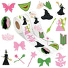GUjianzhi 1000Pcs Witch Musical Stickers, Pink Crown Black Hat Green Broom Adhesive Decals for Kids Girls, Wicky Witch TV Movie Merchandise Party