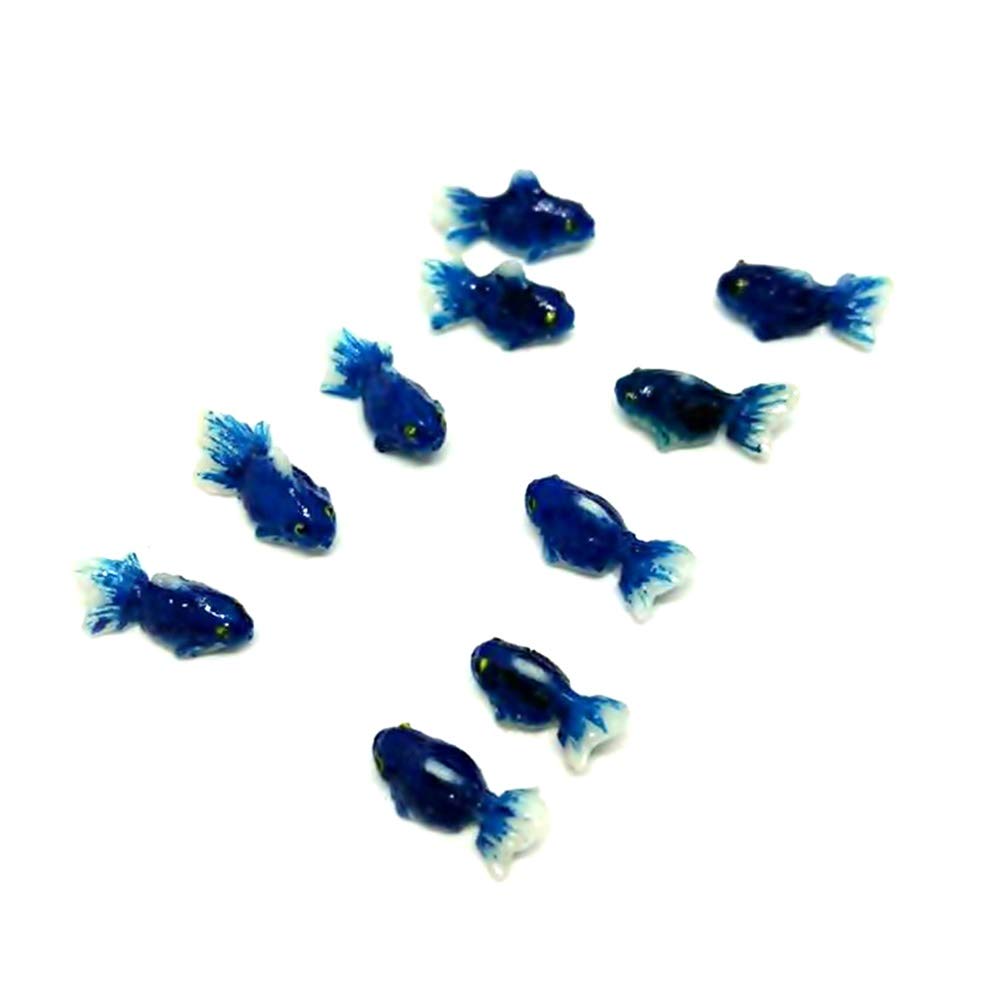 An_Shop 10pcs Artificial Animal Accessories Clay Goldfish Packs Miniature Figurine Mini Decorative for DIY Ornament Craft DIY Dollhouse Dark Blue