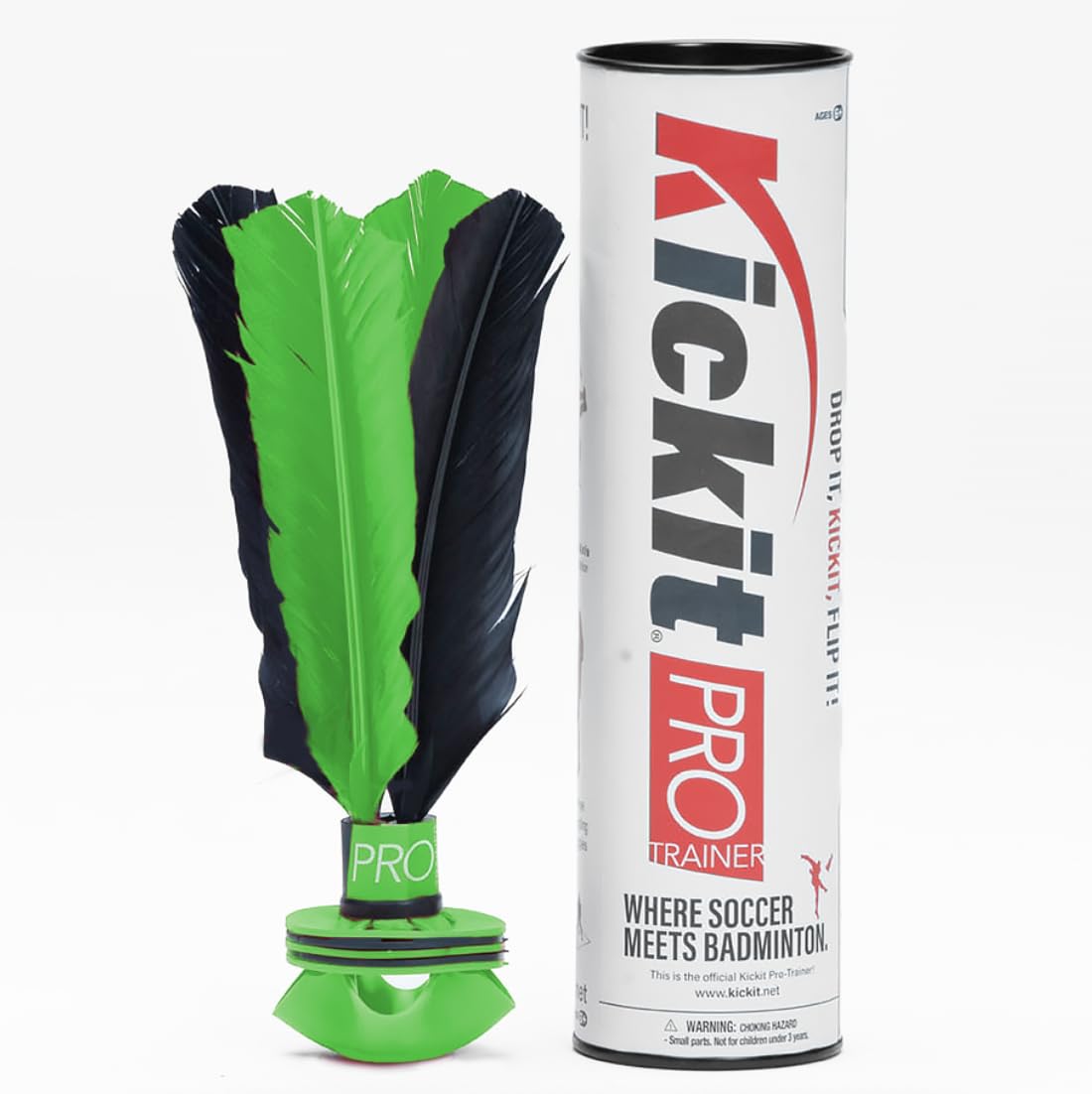 Kickit | The Original Birdie Soccer PRO Trainer | Play Outdoors, Indoors or Backyard, Beach or Tailgate, All Ages Fun & Travel Friendly (Black/Green)