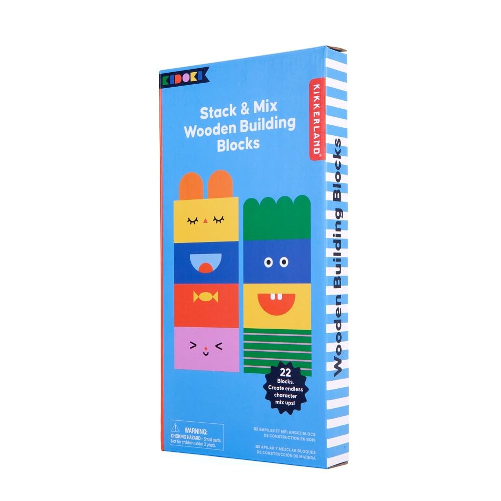 Kikkerland Kidoki Stack & Mix Wooden Building Blocks