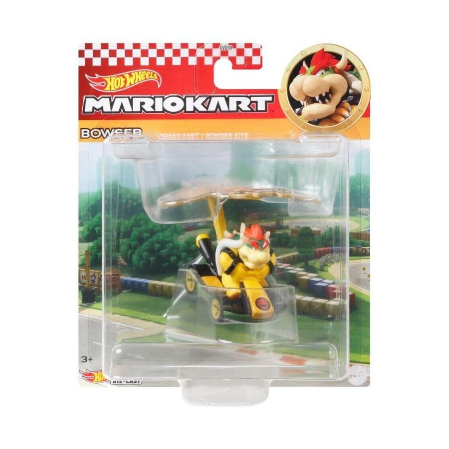 Hot Wheels Die-Cast Mario Kart Bowser Standard Kart + Bowser Kite