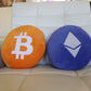 Bitcoin Pillow - Embroidered Round Stuffed Plush BTC Crypto Cushion - Soft Bitcoin Decor for Traders & Crypto Fans