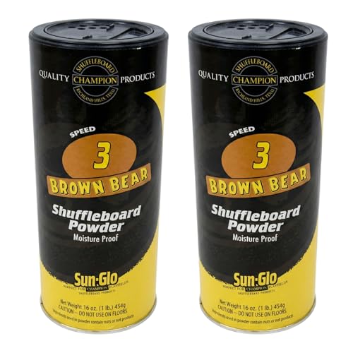 Sun-Glo Speed #3 (Brown Bear) Shuffleboard Powder Wax - Medium-Fast Speed for Optimal Control & Precision - 16 oz Shaker Can (Pack of 2)