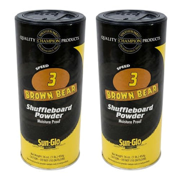 Sun-Glo Speed #3 (Brown Bear) Shuffleboard Powder Wax - Medium-Fast Speed for Optimal Control & Precision - 16 oz Shaker Can (Pack of 2)