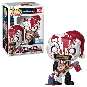 Funko POP! Movies Terrifier 3 Art The Clown Vinyl Figure, Exclusive Holiday Edition, Number 1935, 4.1 Inches