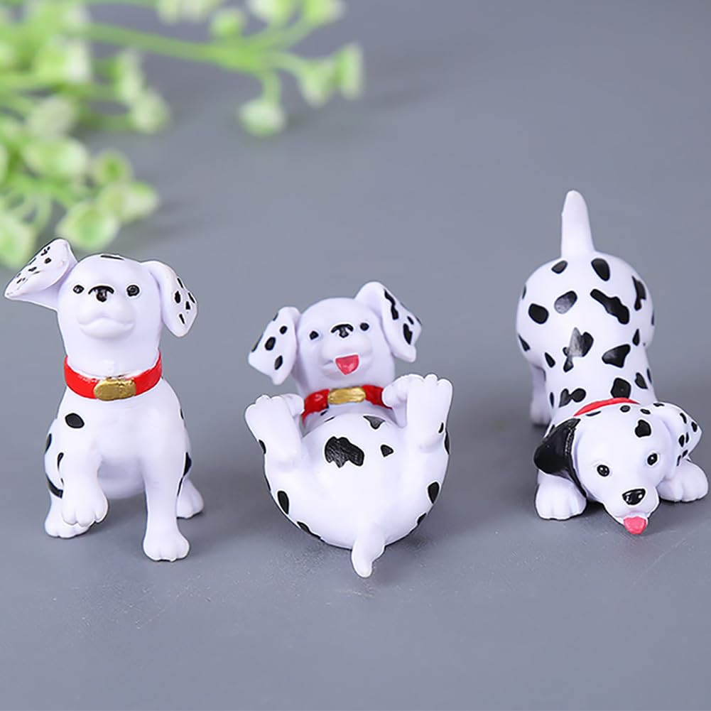 6pcs Mini Dog Figure Cake Toppers, Fairy Garden Miniature Dog Figurines Fairy Garden Miniature Moss Landscape DIY Terrarium Crafts Ornament(Dalmatian)